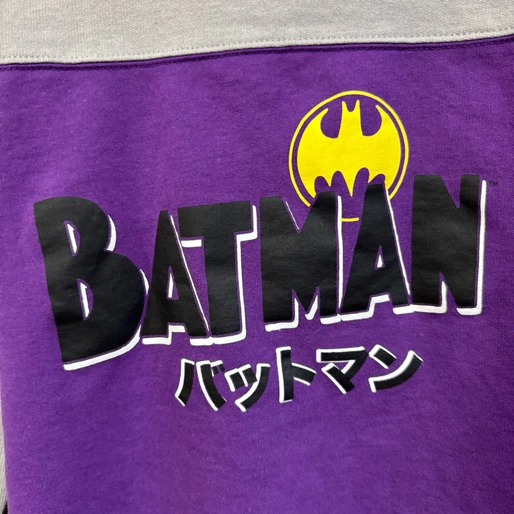 Batman SM Junior's Logo Kanji Color Block Purple Long Sleeve Cropped‎ Sweatshirt